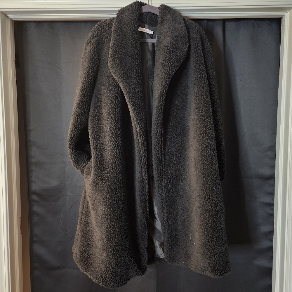 SOLD ** 2XL Black Teddy Long Coat
